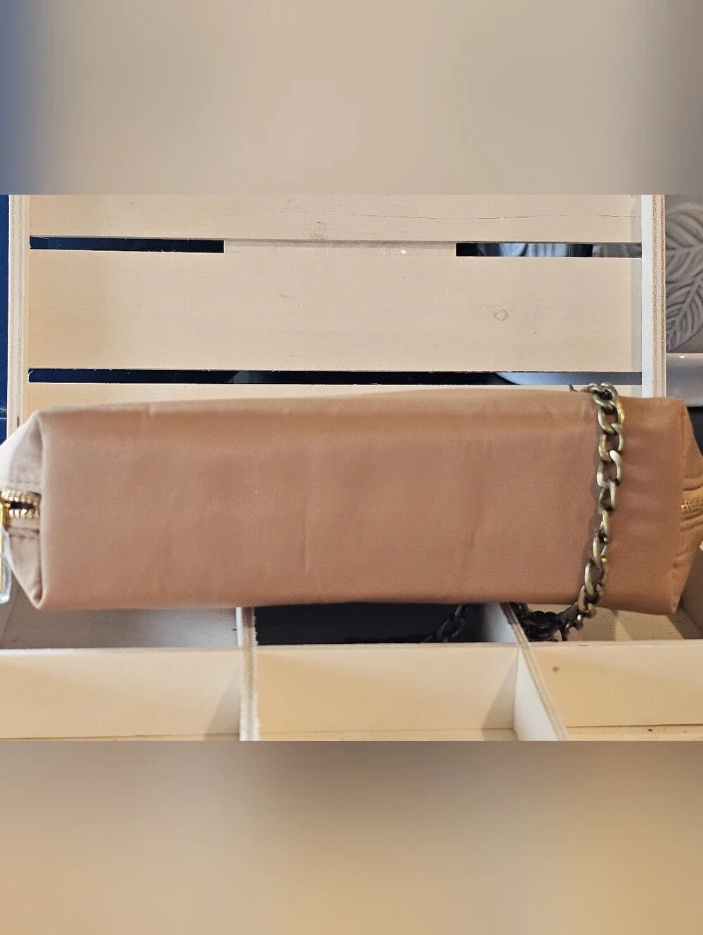 Burberry Tan Clutch with Bronze Crosbody Chain Added NWOT - Picture 6 of 14